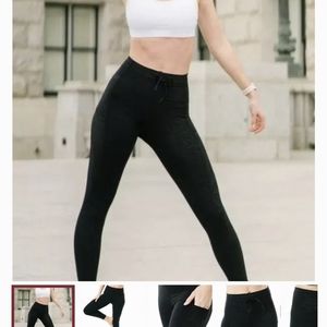 Zyia Black Battleship Drawstring Luxe Leggings Size 12